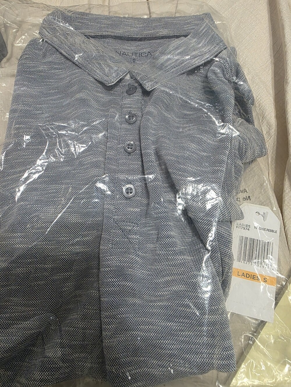Nautica Ladiess Textured Light Blue Polo